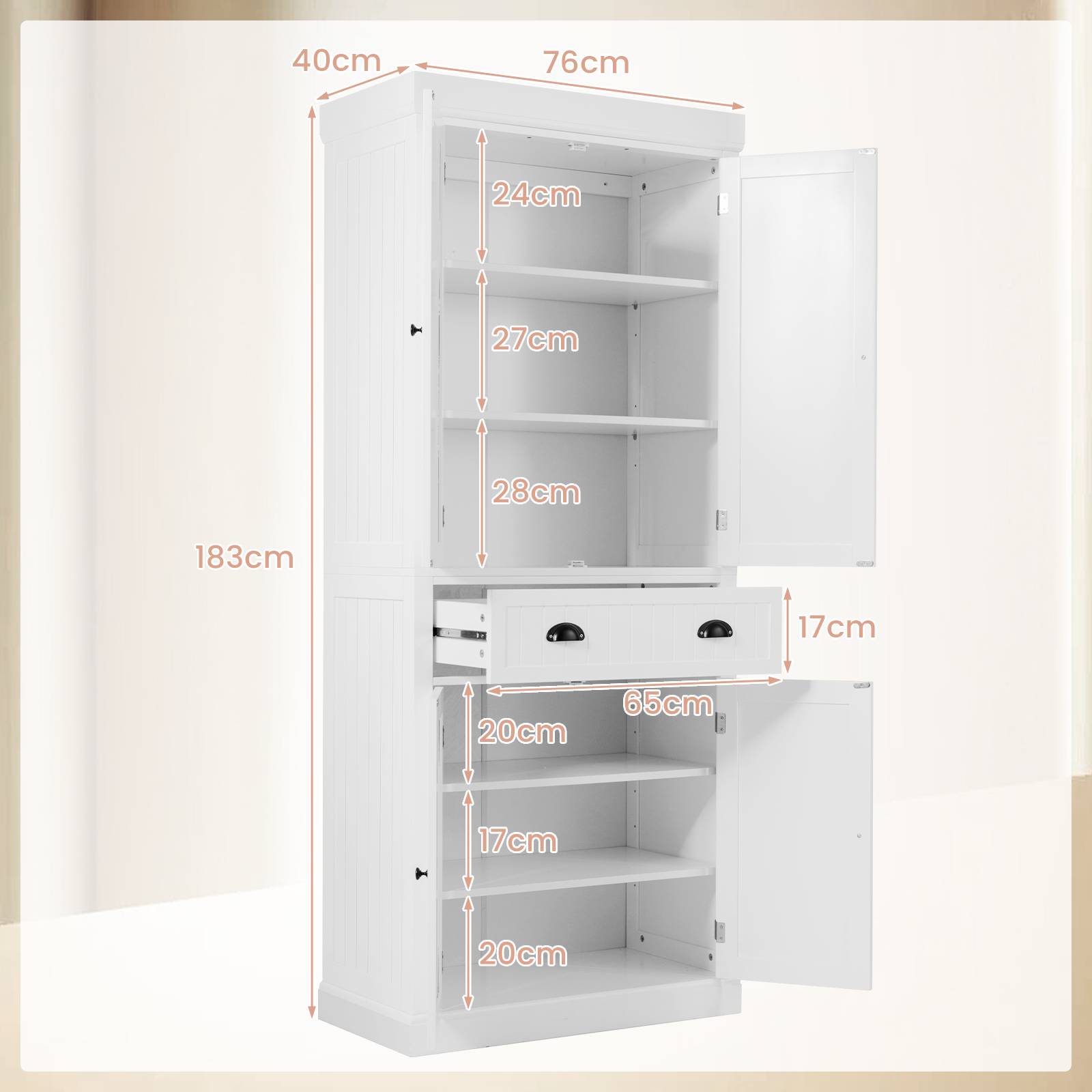 4_Door_Tall_Kitchen_Cupboard_Adjustable_Shelves_and_Drawer_White-5.jpg