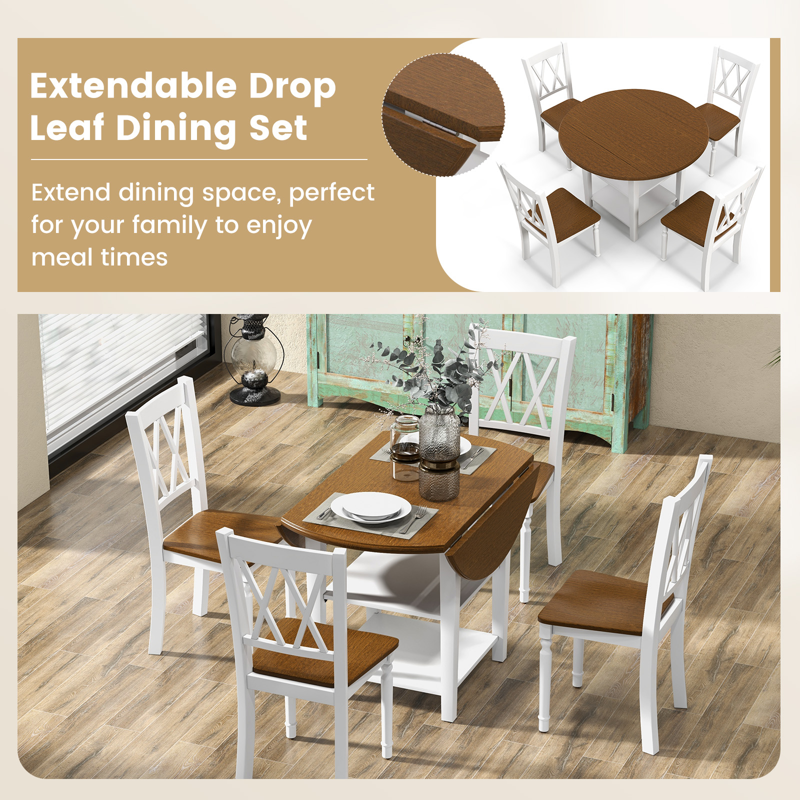 5_Pieces_Extendable_Dining_Table_Set_with_2_Tier_Storage_Shelf_and_High_Backrest-8.jpg